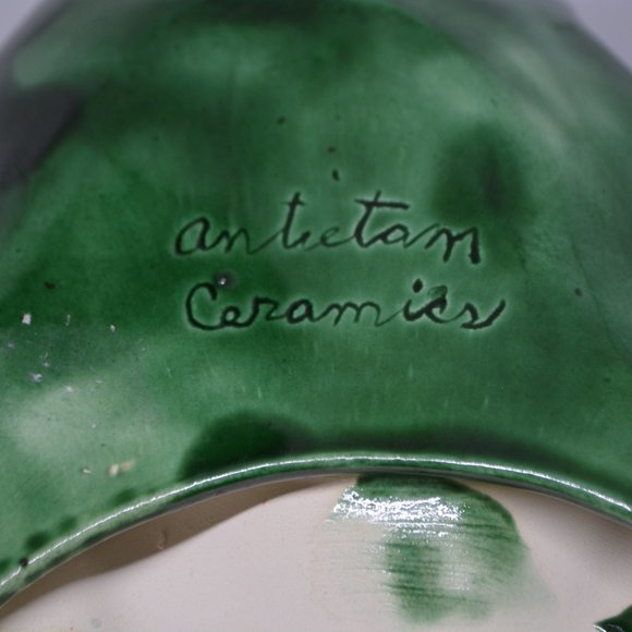 VTG Hobbiest Hand Painted Antietam Ceramic Mold Christmas Holly Berry Plate Tray - Picture 5 of 6